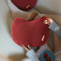 Oreiller en flanelle et velours côtelé Apple, broderie en forme d'oreiller, couleur rouge vif moderne, design unique avec boutons, oreiller décoratif, nettoyage à l'aide d'un chiffon