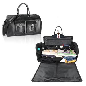 二合一大容量 PU 皮革服装行李袋可转换西装包旅行包套装，适合商务旅行 - Product Image 4