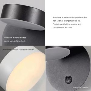 Hiện đại xoay 360 ° LED Tường Đèn treo tường my9706 trong nhà <span class=keywords><strong>On</strong></span>/<span class=keywords><strong>Off</strong></span> chuyển đổi 3000K/4000K/6000K cạnh giường ngủ Đèn đọc sách sắt cho phòng khách - Product Image 4