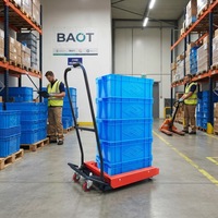 Chariot de manutention manuel 150 kg pour caisses, largeur intérieure réglable, chariot à main d'entrepôt pour la manutention de caisses en plastique