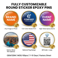 Badge personnalisé rond plaqué or avec autocollant en époxy en forme de dôme |   Fabricant de souvenirs promotionnels avec logo de marque d'entreprise OEM