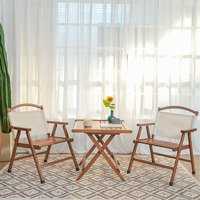 Chaise de loisirs pliante moderne en bambou pour l'extérieur avec dossier, ensemble chaise et petite table à thé portable, tabouret pour la maison, le balcon, la terrasse et le camping