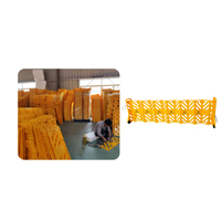 Barrière rétractable extensible en plastique, garde-corps de sécurité pliable portable, jaune, longueur maximale de 3,9 m, contrôle des foules, circulation routière