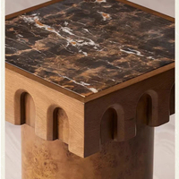 Table d'appoint de luxe pour salon, style design moderne, table d'angle en bois pour villa, table basse avec plateau en marbre