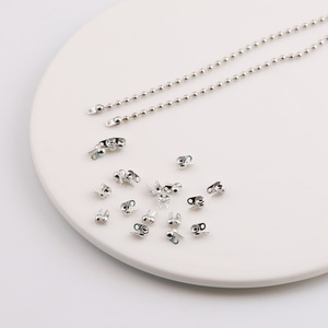 Cadena de cuentas redondas de acero inoxidable con doble orificio y cierre lateral de doble orejeta, estilo sencillo, chapada, accesorios de joyería DIY - Product Image 1