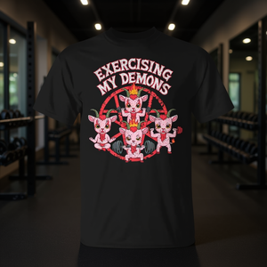 Exercising My Demons Gym Workout Demon Camiseta negra para adultos unisex - Product Image 3