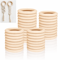 Lot de 36 anneaux en bois de 60 mm, anneaux en bois naturel pour macramé, pour bricolage et décoration intérieure
