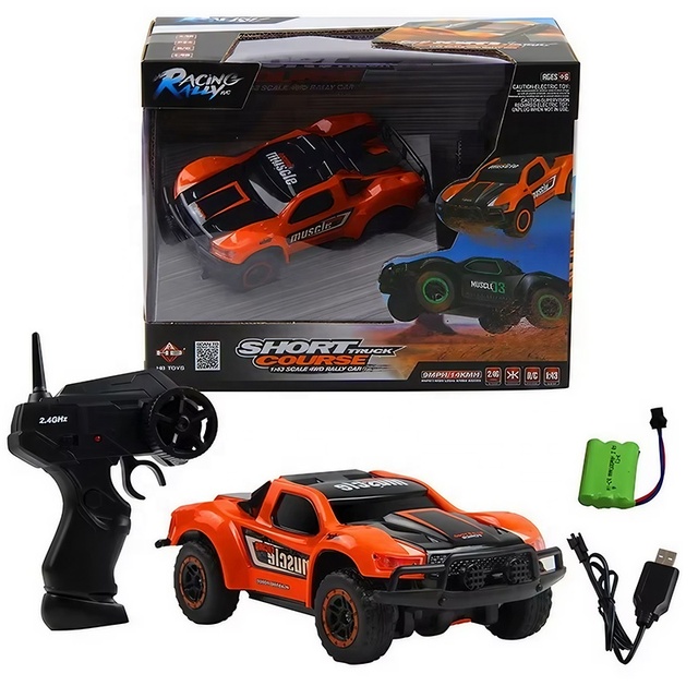 HB DK4302 High Speed Off Road 1:43 Scale 4WD RC Racing Car with LED Lights USB Rechargeable 2.4GHz Proportional Remote Control