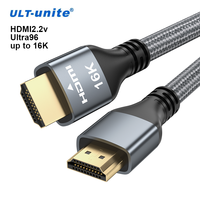 Câble HDMI 2.2 ULT-unite Ultimate Visuals Ultra96 16K 60Hz 10K 120Hz 8K 240Hz HDR dynamique pour moniteurs de jeu et combinaison haut-parleur