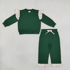 Conjuntos de 2 Piezas de Ropa al por Mayor para Niñas Pequeñas, Sudadera Informal de Color Sólido para Primavera y Otoño, Camiseta con Volantes y Pantalones Leggings - Product Image 4
