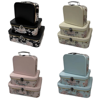 Ensemble de 3 valises européennes imprimées (personnalisation acceptée) avec boîte à fleurs, boîte cadeau à main et boîte d'emballage cadeau