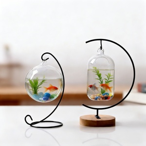 Vase à fleurs de forme moderne, vase sphérique suspendu, accessoires pour aquarium, décoration d'intérieur, aquarium suspendu en verre, bol à poissons en verre suspendu - Product Image 5