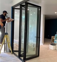 GREATMEN Porte pliante en aluminium et verre, série 75, luxe, robuste, à rupture de pont thermique, pour villa résidentielle, design moderne, double vitrage, économie d'énergie