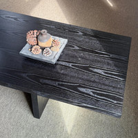 Table basse de salon minimaliste de style moderne du milieu du siècle, modèle CJ2077, pieds en bois massif noir, table compacte pour balcon, meubles de maison