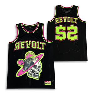 Camiseta de baloncesto de malla personalizada, diseño de logotipo bordado negro, ropa deportiva para jóvenes universitarios - Product Image 4