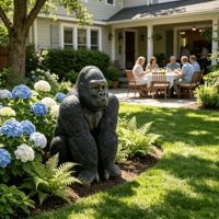 Statue de gorille réaliste en résine, figurine d'animal sauvage pour jardin, pelouse, villa, aménagement paysager extérieur