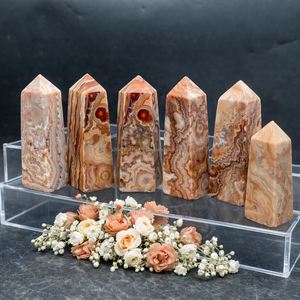 Natural Indonesia <b>Pink</b> Jasper Crazy Lace Obelisk Shape Polished Gemstones Handicraft <b>Healing</b> Crystal Reiki Chakra Souvenir - Product Image 1