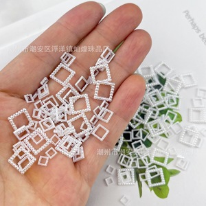 Autocollants pour ongles en forme de perle carrée, accessoires de bijoux à faire soi-même, acrylique blanc - Product Image 1