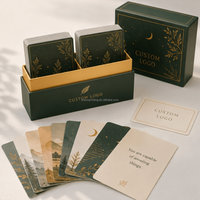 Coffrets de cartes d'affirmations quotidiennes personnalisées vert foncé avec impression dorée – Idéal pour soulager l'anxiété et les émotions – Cadeau pour femmes