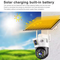 Interphone de surveillance à distance à double objectif WiFi 6MP Suivi humain Caméra solaire CCTV panoramique à 360 degrés à vision nocturne couleur