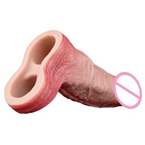 ORALSX Long Big Size Penis Sleeve Cock Sheath Realistic Hollow <b>Dildo</b> Penis Enlargement Sleeve Delay Ejaculation Sex Enhancer Toy - Product Image 4