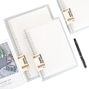 Cuaderno A5/B5 de hojas sueltas, cubierta de PP transparente de 60 hojas con anillos de metal, suministros escolares y de oficina fáciles de rellenar - Product Image 1