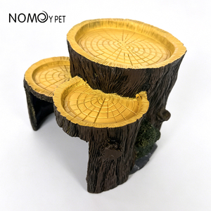 NOMOYPET Nouveau Design Résine Souche d'Arbre Artificielle Reptile Cacher Cave Abri avec Plat D'alimentation - Product Image 3