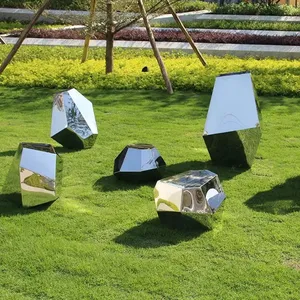Escultura elíptica de acero inoxidable con forma de piedra pulida a espejo, abstracta, para decoración de jardín y hogar, venta al por mayor <span class=keywords><strong>2023</strong></span> - Product Image 3