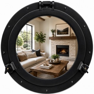 Miroir mural rond en aluminium de qualité export, style nautique côtier, pour salle de bain, disponible au prix de gros - Product Image 1