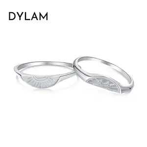 Dylam結婚指輪オンライン新しいシルバーリングユニークな婚約指輪ガールフレンドのための安価なジルコン石の価格美的