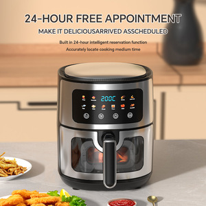 <span class=keywords><strong>Friteuse</strong></span> à air carrée moderne en acier inoxydable, capacité 5,1-6,0 L, four électrique à écran tactile, revêtement antiadhésif PTFE, usage domestique - Product Image 3