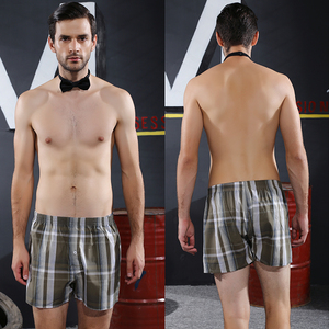 Boxer Underwear Soft Fabric Personal Customized Plaid Pattern Woven Boxer Briefs Underwear Witn Logo For Man