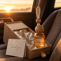 Diffuseur de parfum pour voiture suspendu, flacon de 10 ml, mini désodorisant, bouchon en bois, flacon de parfum sphérique en verre transparent avec corde