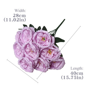 Bouquet de 9 pivoines artificielles en soie Lichao, décoration de mariage et d'intérieur, accessoire imperméable - Product Image 5