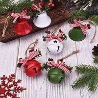 Nouvelles cloches de fer de Noël cloches de corne de ruban rouge suspendus décoration d'arbre de Noël cloches en métal peuvent être imprimées logo
