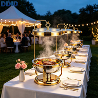 Matériel de cuisine : Réchaud de luxe doré suspendu 9L en acier inoxydable pour hôtel, mariage, fête, banquet