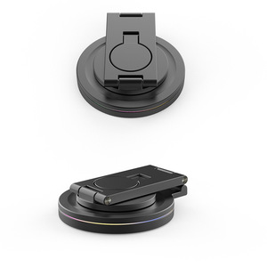 Support pliable <span class=keywords><strong>3</strong></span> en 1 pour téléphone portable, avec chargeur magnétique sans fil, rotation à 360 °, 15W, support intelligent pour iPhone IWatch Airpod avec lumière ambiante - Product Image 3