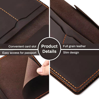 Porte-passeport en cuir de vachette ultra-fin, portefeuille mince RFID à double pli pour cartes de crédit avec emplacement pour AirTag, organiseur de voyage