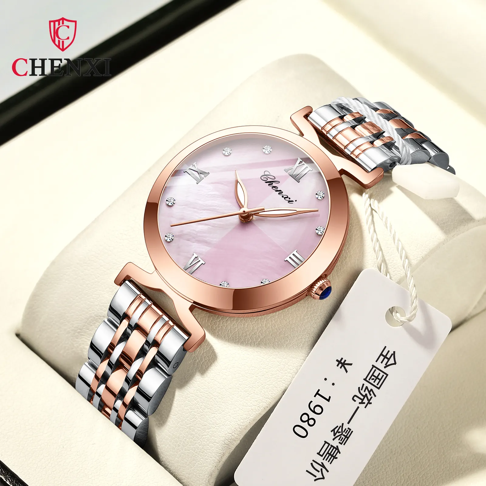 CHENXI 091 New Women's Quartz Watches Stainless Steel Waterproof Diamond Watch For Women Luminous Wristwatch Ladies Bracelet