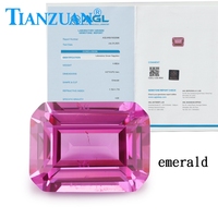 Rechteckform Smaragds chliff AGL-Zertifikat Lab Grown Sapphire Pink mit sichtbaren Einschlüssen für DIY-Zubehör