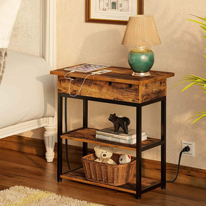 Table basse en bois massif, meuble de maison, avec Station de recharge et Ports USB et sorties électriques pour petit espace - Product Image 6