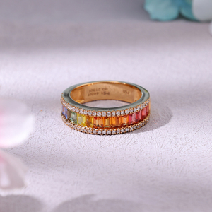 Wholesale Luxury Jewelry 14K Solid Gold Baguette Cut <b>Sapphire</b> Gemstone Engagement <b>Ring</b> Wedding Party - Product Image 1