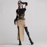 Vêtements pour figurine féminine à l'échelle 1/6, robe d'été en bambou style Spicy Girl, jupe en maille à taille basse, ensemble d'habits à articulations mobiles