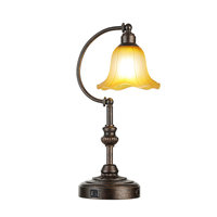 Lampe de table vintage avec abat-jour en verre, chargement USB A+C, commande tactile, lampe de chevet à intensité variable 3 niveaux pour chambre à coucher, salon