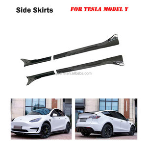 Le minigonne laterali dell'auto in fibra di carbonio proteggono i kit di protezione del paraurti per Tesla modello <span class=keywords><strong>Y</strong></span> 2021 + 4 pz/set decorazione Auto - Product Image 4