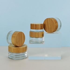 Wholesale 20g 30g 50G 60g Eco Brown Glass <b>Containers</b> Wooden Lid Amber Face Cream Jar for Skincare Packaging - Product Image 5