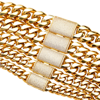 Collar de Cadena Cubana de Moda Europea y Americana, Estilo Hip Hop, 12, 14, 18, 20, 22 mm, Chapado en Oro de 18K de Lujo con Incrustaciones de Circonio y Cierre de Hebilla