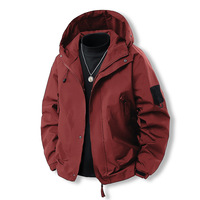 Blouson Bomber Unisexe Imperméable Coupe-Vent en Softshell à Coupe Ample avec Fermeture Éclair et Capuche, Doublure Polaire en Polyester, Effet Délavé pour l'Automne