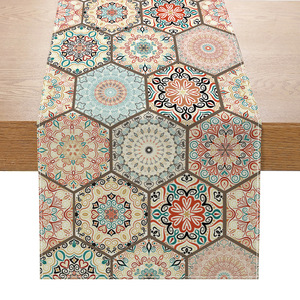 Runner da Tavola in Lino Stile Etnico Bohémien Runner Geometrico per Decorazione Tavola da Giardino Fattoria Matrimonio Festa - Product Image 6