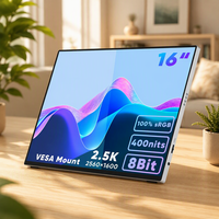 Moniteur portable ultra-fin SIBOLAN 16 pouces 2,5K QHD avec panneau IPS à bords fins sur 4 côtés, Type C, haut-parleur intégré, pour ordinateur portable professionnel